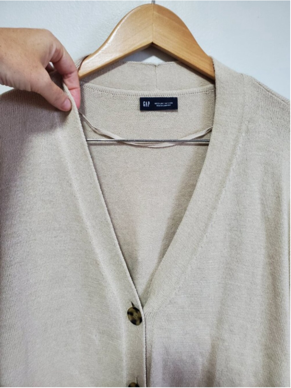 GAP 24/7 Split-Hem Linen Blend Knit Oversized Cardigan Sweater Bedrock Tan Small - Picture 3 of 10
